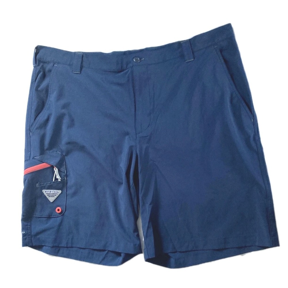 Columbia PFG Shorts Mens 42x10 Blue Omni-Shield Fishing Water Resistant Stretch